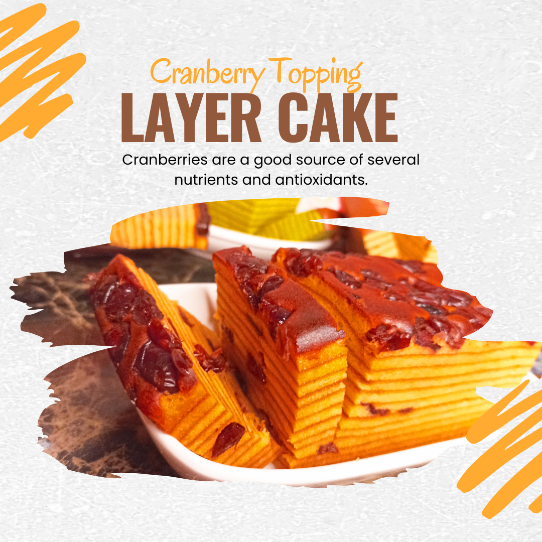 DH Bakery Layer Cake 3×200g – cranberry topping, Halal certified