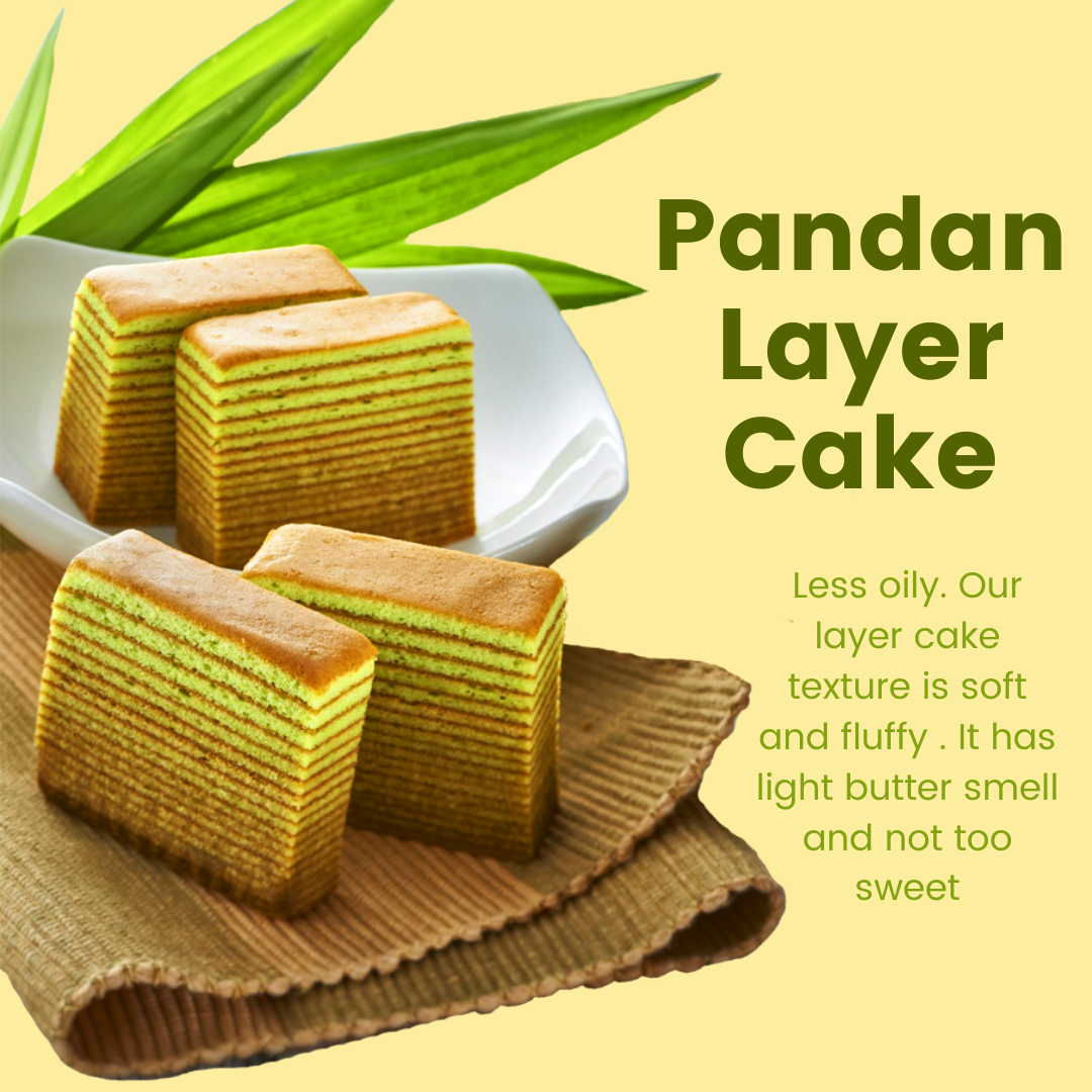 DH Bakery Layer Cake 3×200g – pandan flavour, Halal certified